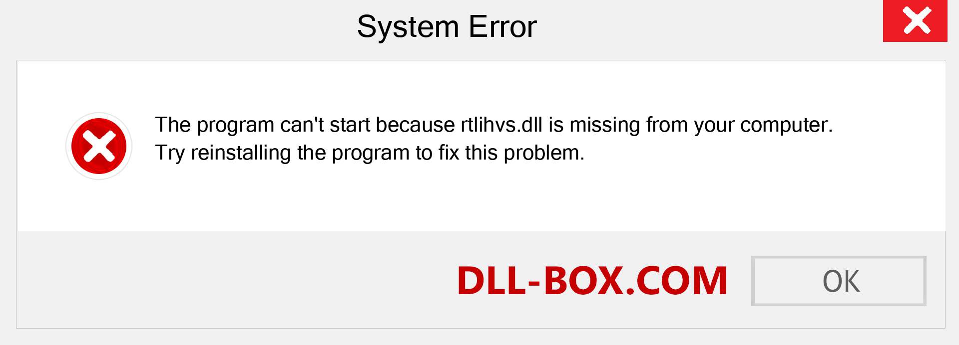  rtlihvs.dll file is missing?. Download for Windows 7, 8, 10 - Fix  rtlihvs dll Missing Error on Windows, photos, images